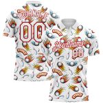 Custom Name and Number Firefly Bowling Polo Shirt with Personalized 3D Red White Pattern Design Personalized White Red 3D