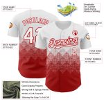 Custom Name & Number Red White 3D Gradient Baseball Jersey - Personalized Team Design with Square Shapes Personalized White