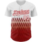 Customizable 3D Pattern Baseball Jersey with Personalized Name and Number - White Red Design Personalized White Red 3D Pattern