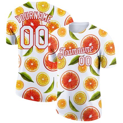 Custom Name and Number Performance T-Shirt for Summer Holiday, Personalized 3D Pattern Design in White and Red Personalized