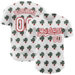 Custom Name Number Tropical Anthurium Baseball Jersey 3D White Red Design Authentic Personalized White Red 3D Pattern Design