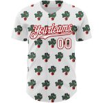 Custom Name Number Tropical Anthurium Baseball Jersey 3D White Red Design Authentic Personalized White Red 3D Pattern Design
