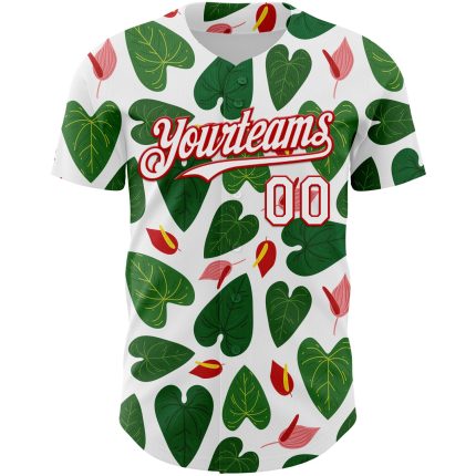 Custom Tropical Anthurium Flower 3D Pattern Baseball Jersey with Personalized Name and Number - Authentic Team Design Personalized