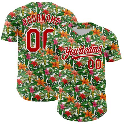 Custom Tropical Flower 3D Pattern Baseball Jersey with Personalized Name and Number - Authentic Team Apparel Personalized