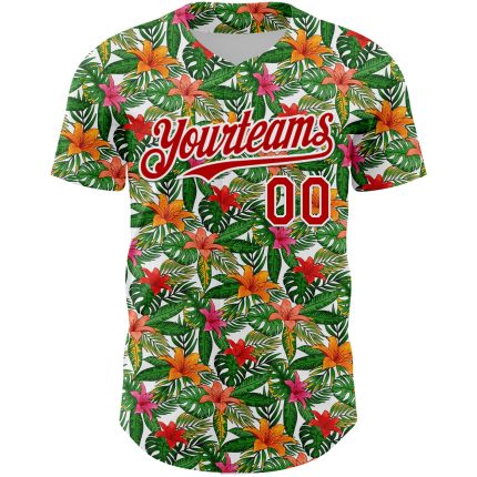 Custom Tropical Flower 3D Pattern Baseball Jersey with Personalized Name and Number - Authentic Team Apparel Personalized