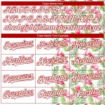 Custom Name Number Baseball Jersey with 3D Tropical Hawaii Palm Leaves Flamingo Design - Personalized White Red Team Apparel