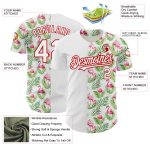 Custom Name Number Baseball Jersey with 3D Tropical Hawaii Palm Leaves Flamingo Design - Personalized White Red Team Apparel