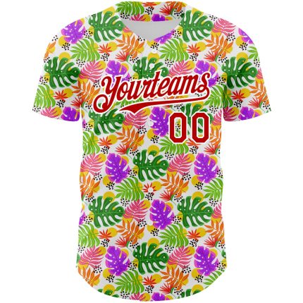 Custom Tropical Hawaii Palm Leaves Baseball Jersey with Personalized 3D Design, Authentic Team Name and Number Personalized