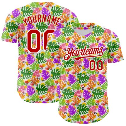 Custom Tropical Hawaii Palm Leaves Baseball Jersey with Personalized 3D Design, Authentic Team Name and Number Personalized