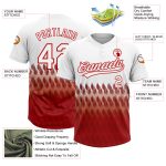 Custom Name & Number Unisex Softball Jersey with 3D Pattern Lines in White & Red - Personalized Two-Button Design Personalized
