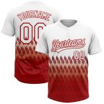 Custom Name & Number Unisex Softball Jersey with 3D Pattern Lines in White & Red - Personalized Two-Button Design Personalized