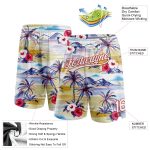Custom Name Number Tropical Hawaii Palm Trees Basketball Shorts 3D Pattern Red White Authentic Personalized White Red 3D