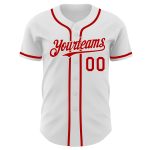 Custom Name and Number Baseball Jersey - Authentic Red and White Team Jersey Personalized White Red Authentic Baseball Jersey