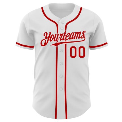 Custom Name and Number Baseball Jersey - Authentic Red and White Team Jersey Personalized White Red Authentic Baseball Jersey