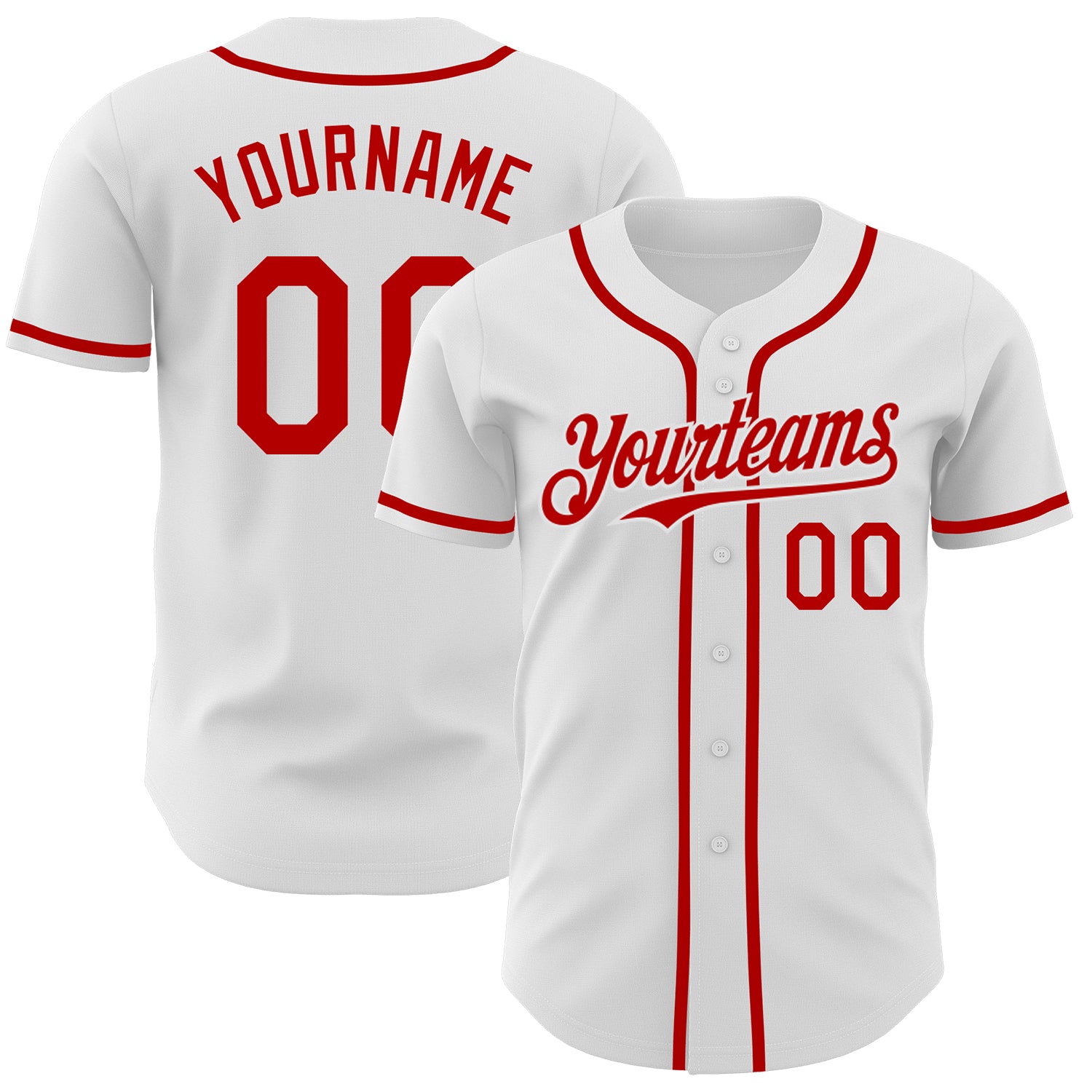 Custom Name and Number Baseball Jersey - Authentic Red and White Team Jersey Personalized White Red Authentic Baseball Jersey