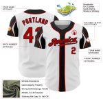Custom Baseball Jersey with Team Name and Number - Personalized Red-Black-White Arm Shapes Personalized White Red-Black 3