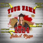 Custom Graduation T-Shirt with Personalized Name & Number - 3D White Red-Black Design Personalized White Red-Black 3D Graduation