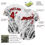 Custom 3D Pattern Baseball Jersey with Personalized Name & Number - White Red-Black Abstract Splash Design Personalized White