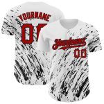 Custom 3D Pattern Baseball Jersey with Personalized Name & Number - White Red-Black Abstract Splash Design Personalized White