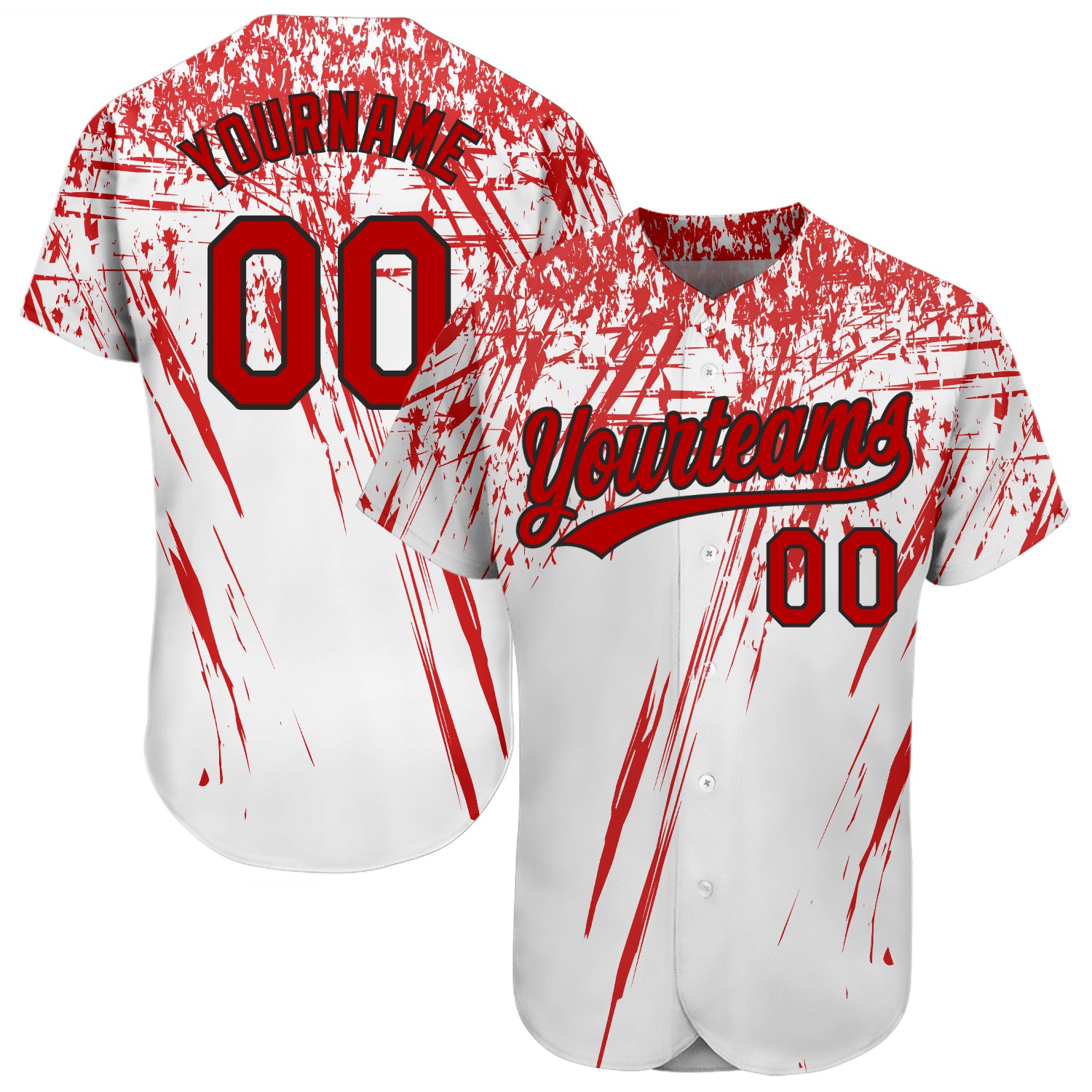 Custom Name Number Authentic Baseball Jersey 3D Pattern Red Black Personalized Design Personalized White Red-Black 3D Pattern