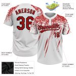 Custom Name Number Unisex Softball Jersey 3D Pattern Red Black White Two-Button Personalized White Red-Black 3D Pattern Two-Button