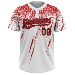 Custom Name Number Unisex Softball Jersey 3D Pattern Red Black White Two-Button Personalized White Red-Black 3D Pattern Two-Button