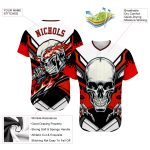 Custom 3D Skull Baseball Jersey - Personalized Red Black Team Jersey with Name and Number Personalized White Red-Black 3D