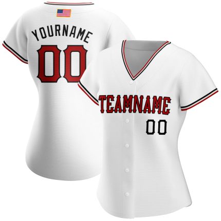 Custom American Flag Baseball Jersey for Men - Personalized Red & Black Team Name and Number Personalized White Red-Black