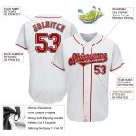 Personalized Custom Name and Number Authentic Baseball Jersey - White Red-Black Team Design Personalized White Red-Black