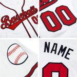 Personalized Custom Name and Number Authentic Baseball Jersey - White Red-Black Team Design Personalized White Red-Black