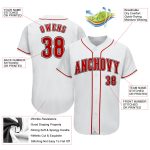 Personalized Authentic Baseball Jersey in White with Red and Black Trim Personalized White Red-Black Authentic Baseball Jersey