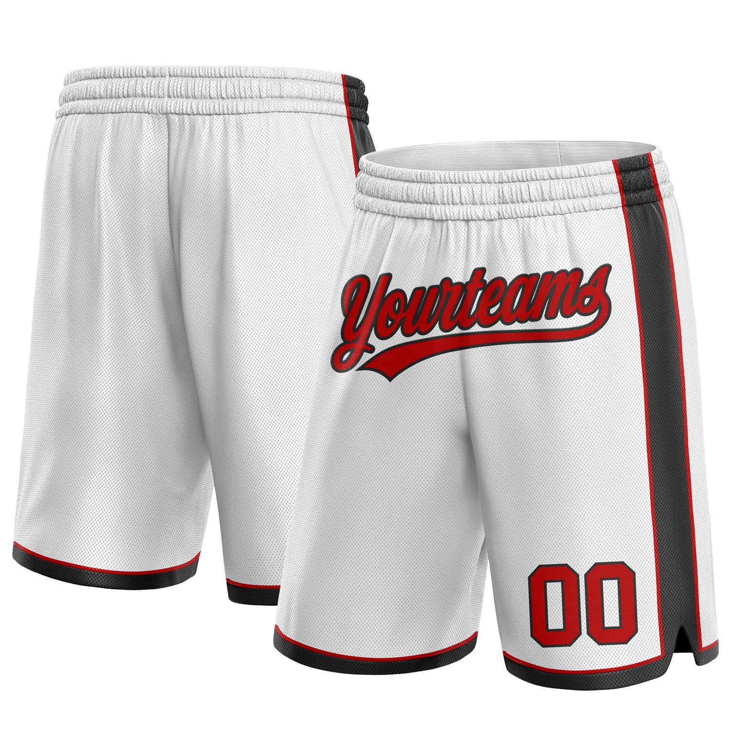 Custom Name and Number Personalized Red and Black Basketball Shorts - Authentic Team Gear Personalized White Red-Black Authentic