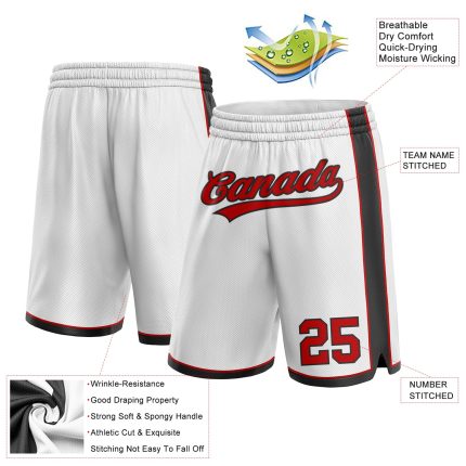Custom Name and Number Personalized Red and Black Basketball Shorts - Authentic Team Gear Personalized White Red-Black Authentic