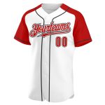 Custom Name Number Authentic Raglan Baseball Jersey - Personalized White Red-Black Team Jersey Personalized White Red-Black