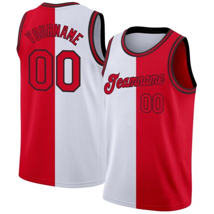 Custom Name Number Authentic Basketball Jersey - Personalized White Red-Black Team Fashion Jersey Personalized White Red-Black