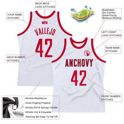 Custom Name Number Basketball Jersey Authentic Throwback Red Black White Team Personalized Personalized White Red-Black Authentic