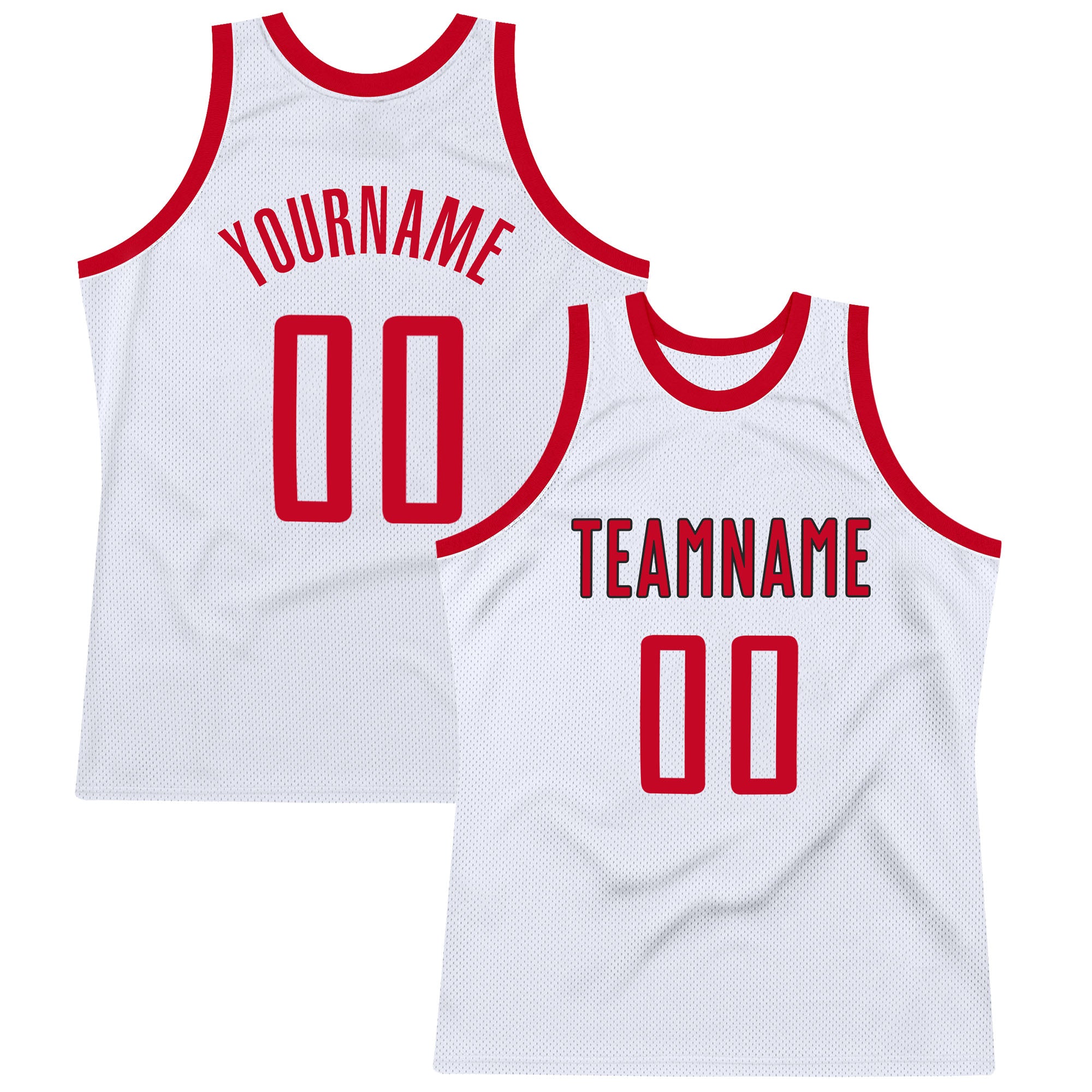 Custom Name Number Basketball Jersey Authentic Throwback Red Black White Team Personalized Personalized White Red-Black Authentic