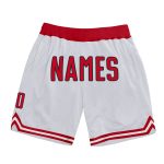 Personalized Authentic Throwback Basketball Shorts - White Red Black Design Personalized White Red-Black Authentic Throwback