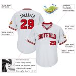 Personalized Authentic Baseball Jersey Shirt in White Red-Black Rib-Knit Style Personalized White Red-Black Authentic Throwback