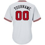 Personalized Authentic Baseball Jersey Shirt in White Red-Black Rib-Knit Style Personalized White Red-Black Authentic Throwback