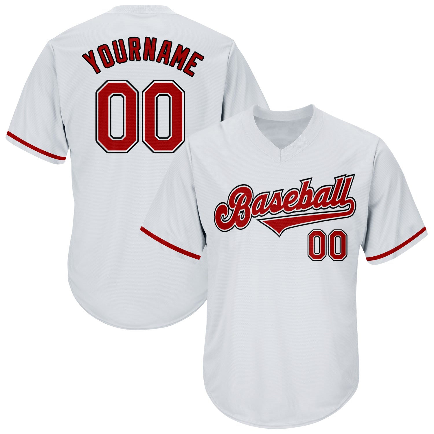 Custom Name & Number Authentic Red Black Rib-Knit Baseball Jersey Shirt - Personalized Throwback Design Personalized White