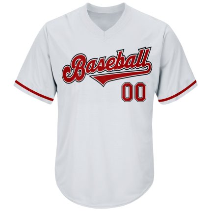 Custom Name & Number Authentic Red Black Rib-Knit Baseball Jersey Shirt - Personalized Throwback Design Personalized White