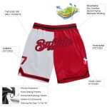 Custom Authentic Basketball Shorts with Team Name & Number - Personalized Red-Black Throwback Fashion Personalized White