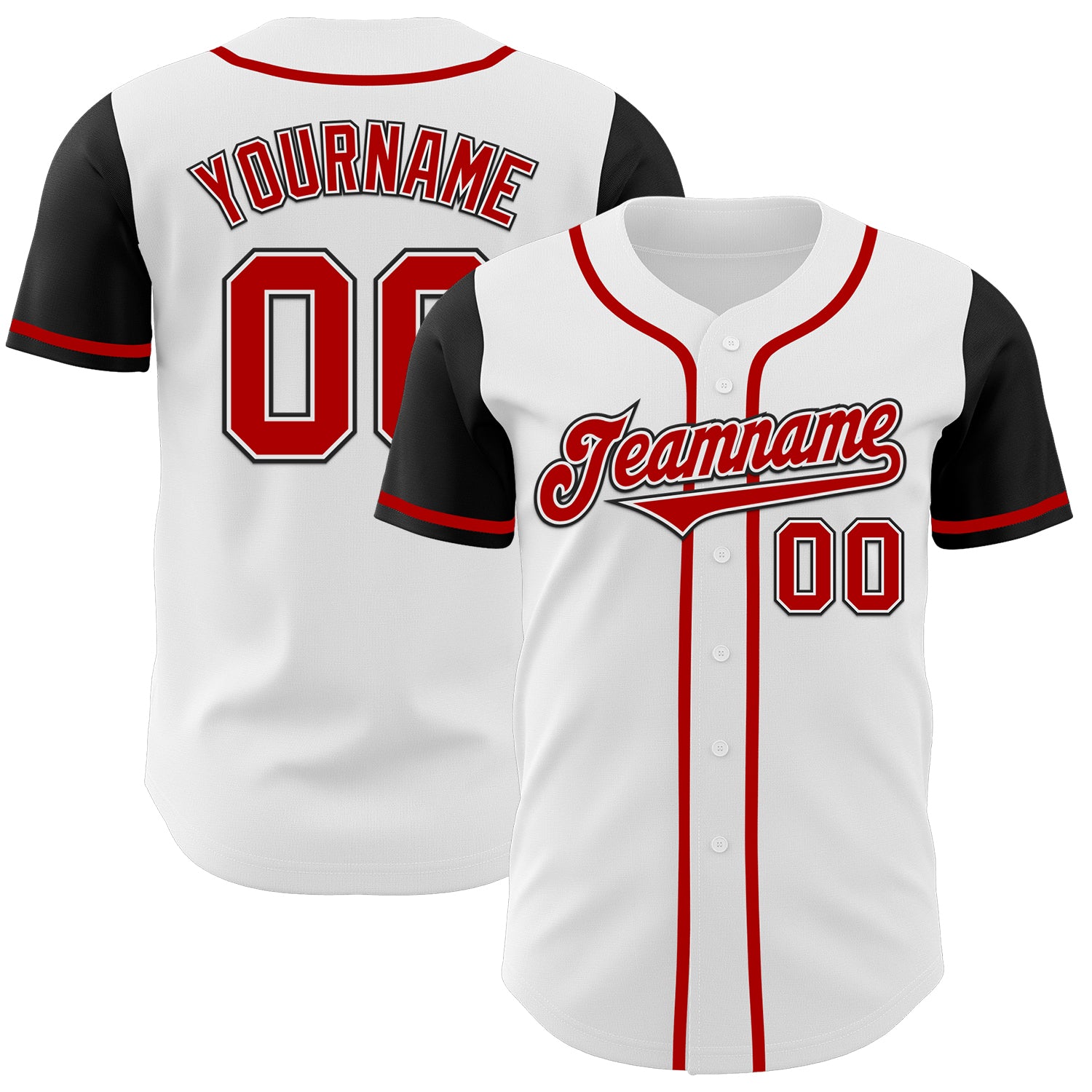 Custom Two Tone Baseball Jersey, Personalized Red Black Authentic Team Jersey with Name and Number Personalized White Red-Black