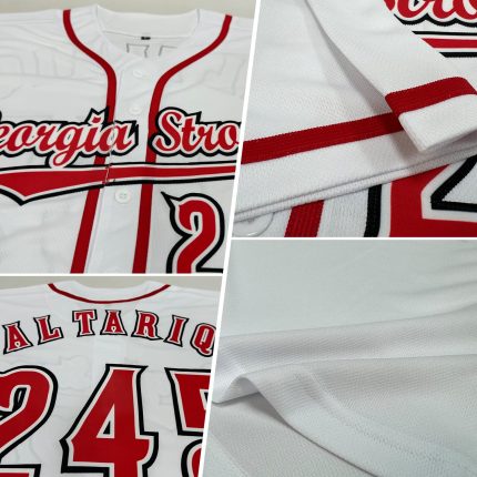 Custom Name and Number Personalized Baseball Jersey - White Red Black Design Personalized White Red-Black Baseball Jersey