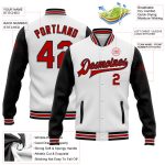 Custom Two Tone Bomber Jacket - Personalized Red and Black Varsity Full-Snap Letterman Jacket Personalized White Red-Black