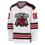 Personalized Red and Black Hockey Jersey - Custom Team Sports Apparel Personalized White Red-Black Hockey Jersey