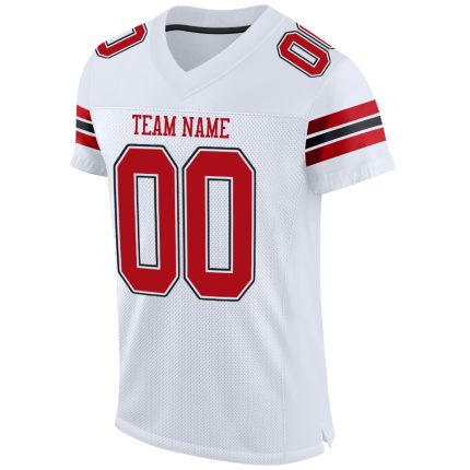 Custom Red and Black Mesh Football Jersey - Personalized Authentic Sports Apparel Personalized White Red-Black Mesh Authentic