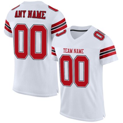 Custom Red and Black Mesh Football Jersey - Personalized Authentic Sports Apparel Personalized White Red-Black Mesh Authentic