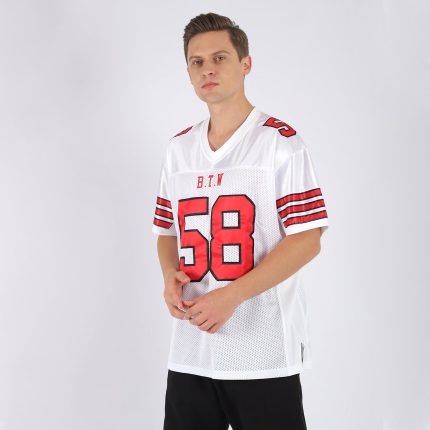 Custom Name Number Personalized Authentic Football Jersey - White Red-Black Mesh Personalized White Red-Black Mesh Authentic